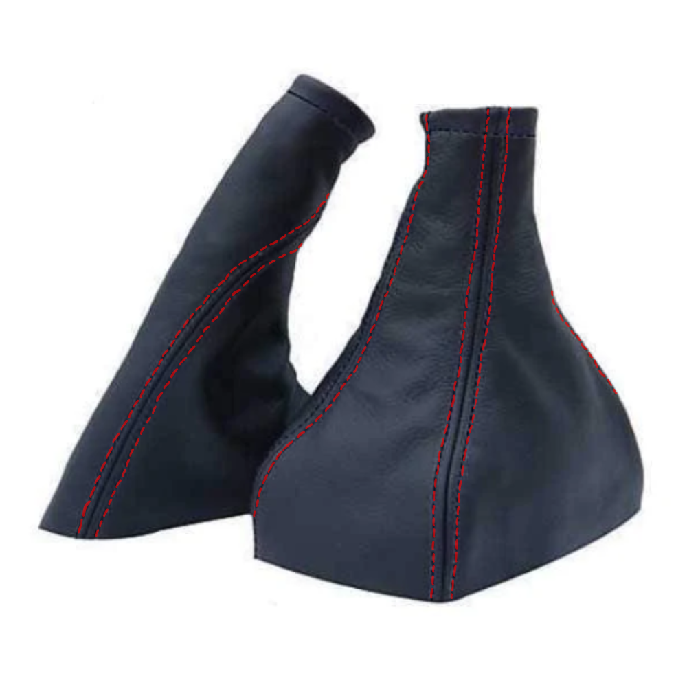 Opel Corsa C bőr váltószoknya és kézifékszoknya szett piros varrással 2000-2006