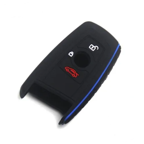 BMW kulcs szilikon tok 3 gombos Fekete/kék