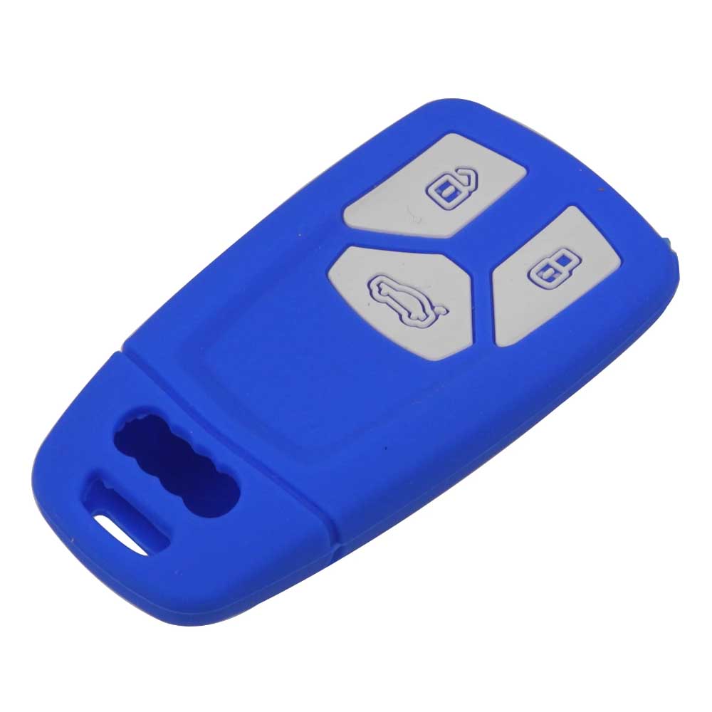 Audi kulcs szilikon tok 3 gombos - kék