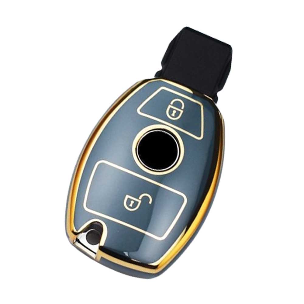 Mercedes 2 gombos TPU kulcstok - Kékesszürke