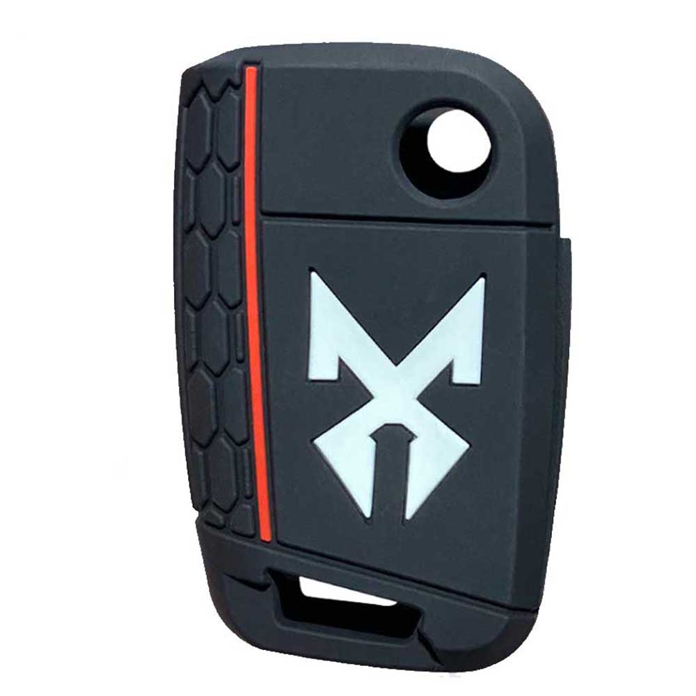 Fekete színű, 3 gombos Seat bicskakulcs szilikon tok mintával.