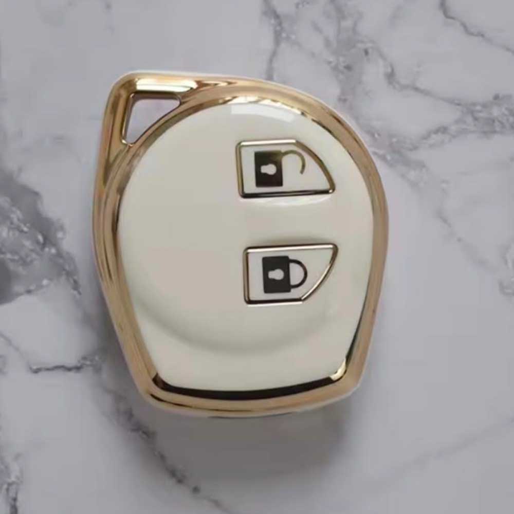 Suzuki 2 gombos TPU kulcstok - Krémfehér