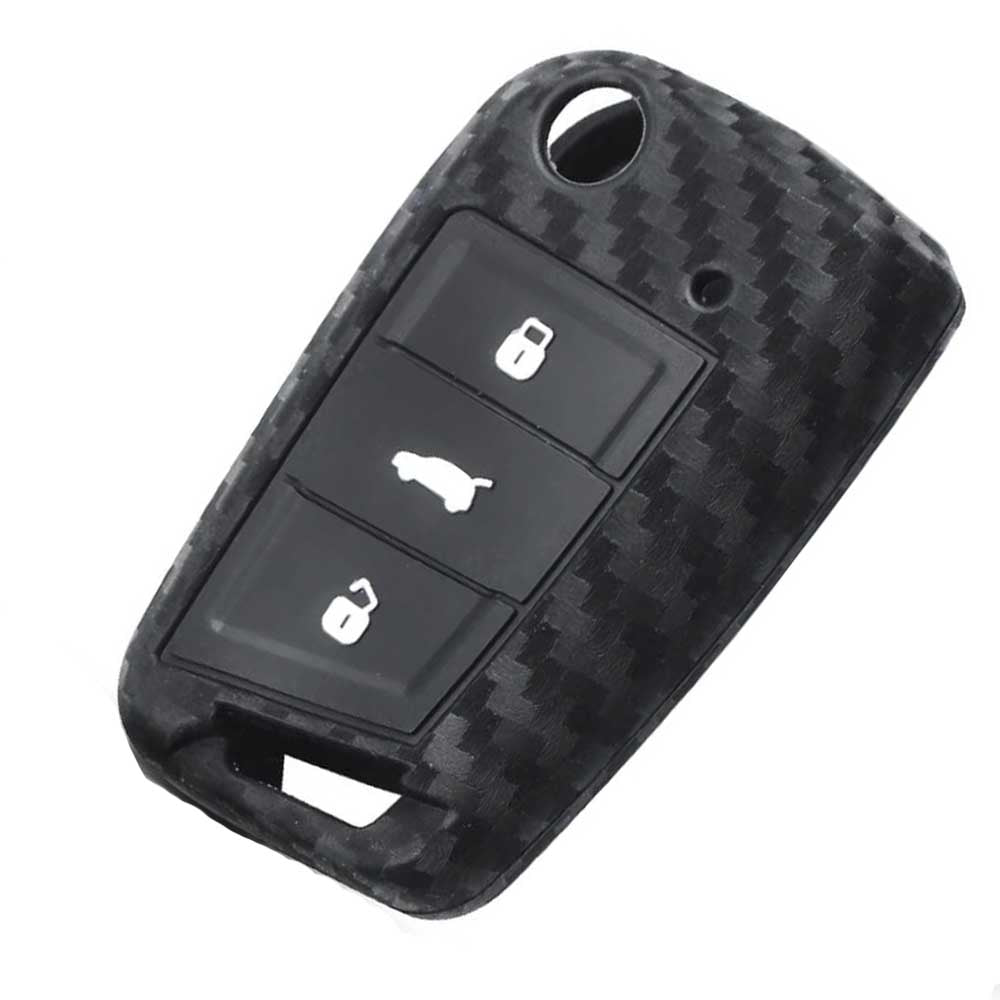 Carbon mintás, 3 gombos Skoda kulcs szilikon tok.