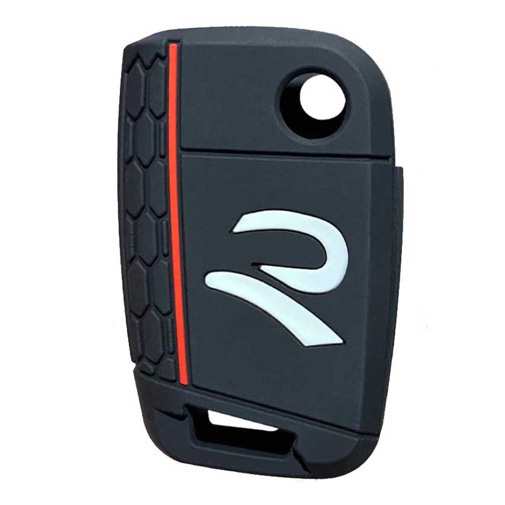 Fekete színű, 3 gombos Skoda bicskakulcs szilikon tok.