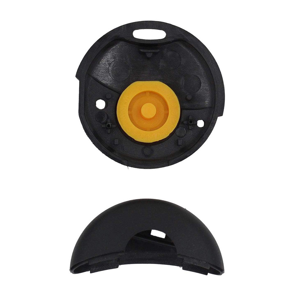 Fekete színű, 1 gombos Smart kulcs szétszedve, sárga gombbal.