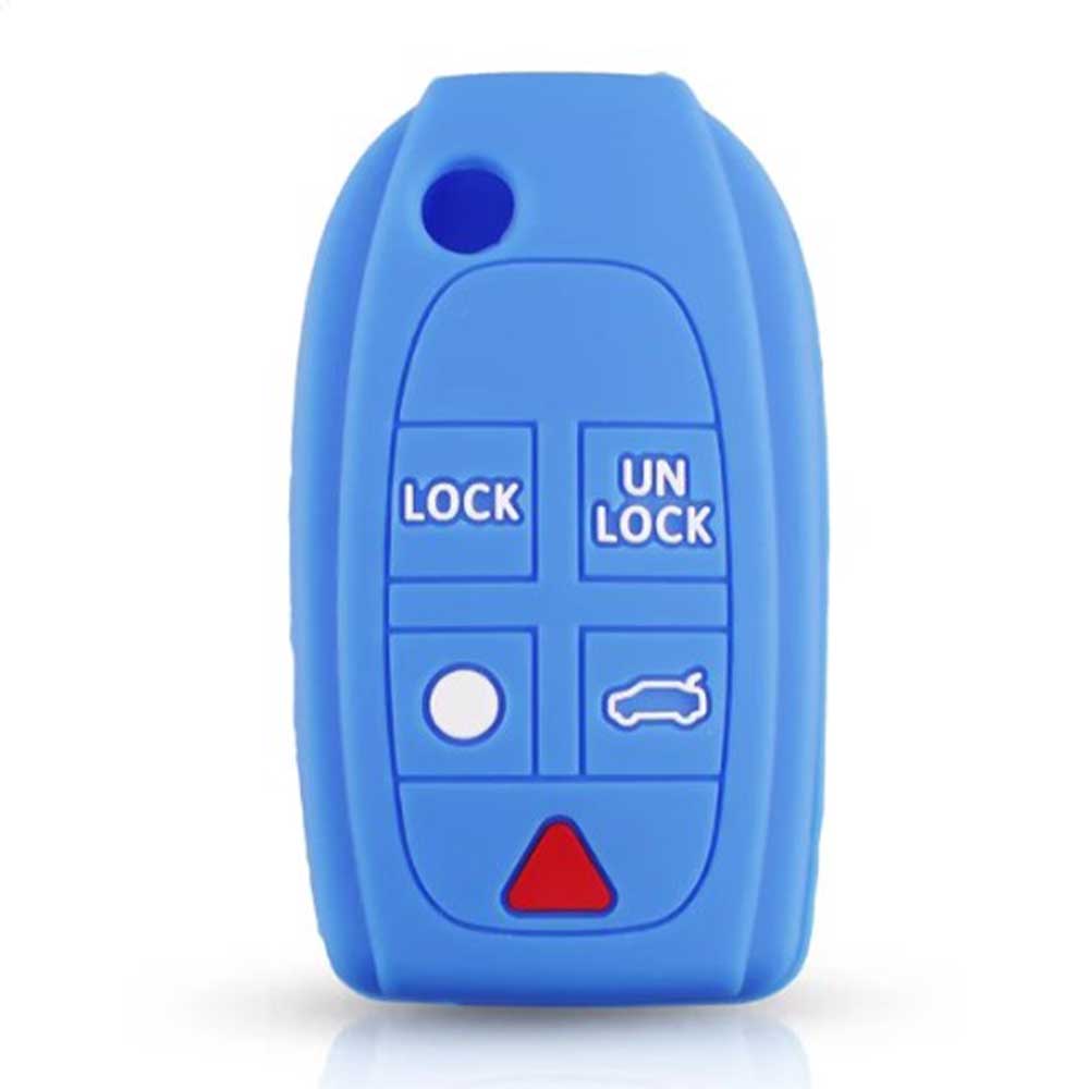 Kék színű, 5 gombos Volvo bicskakulcs szilikon tok.