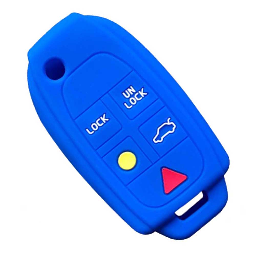 Kék színű, 5 gombos Volvo bicskakulcs szilikon tok.