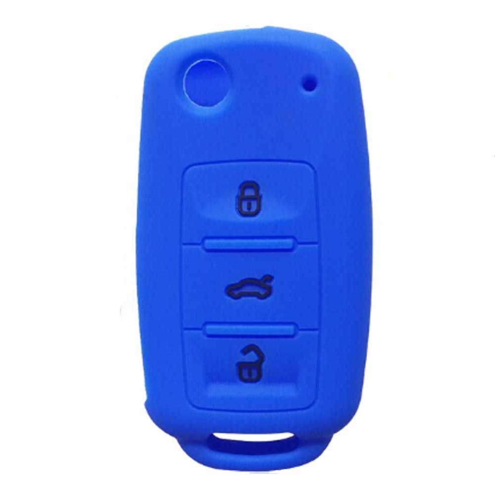Kék színű, 3 gombos VW kulcs szilikon tok.