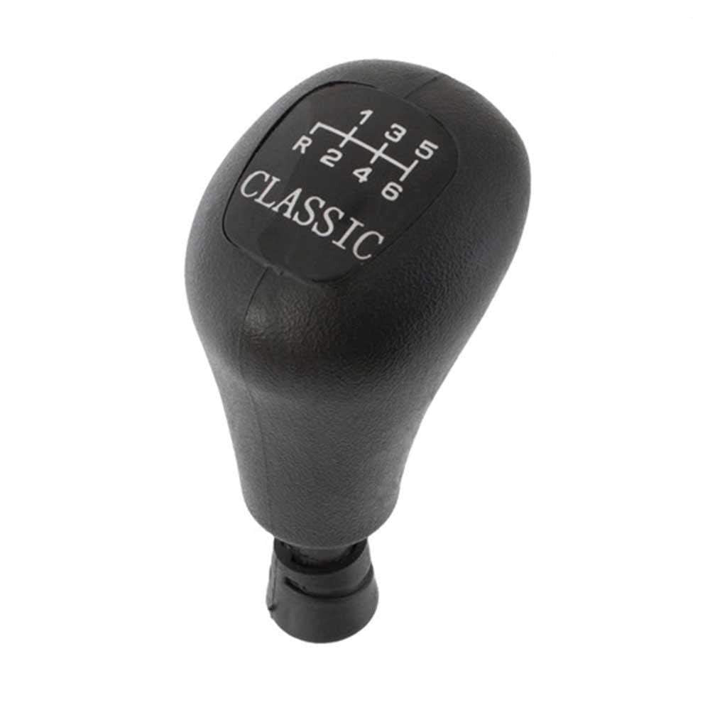 Fekete színű, 6 sebességes Mercedes Classic váltógomb. 6 fokozatos üveg számlappal.