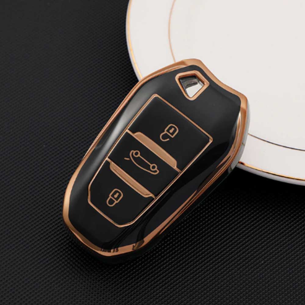 Citroen 3 gombos TPU kulcstok - Fekete
