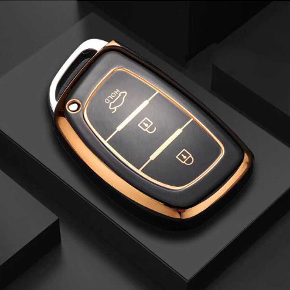 Hyundai 3 gombos TPU kulcstok - Fekete