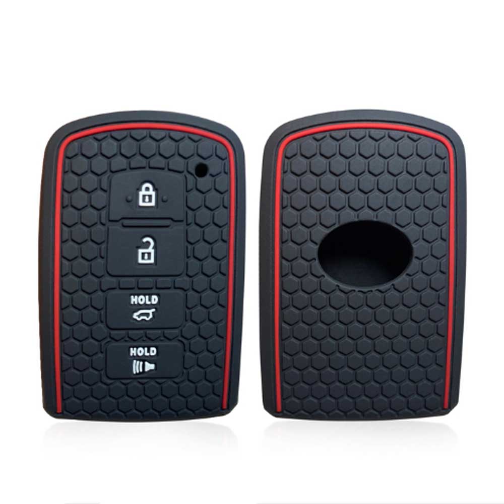 Fekete és piros színű, 4 gombos Toyota kulcs szilikon tok.