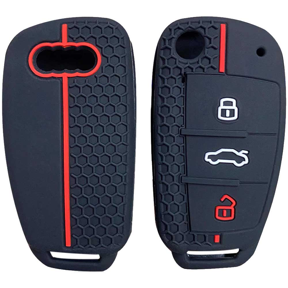 Audi 3 gombos kulcs szilikontok fekete színben