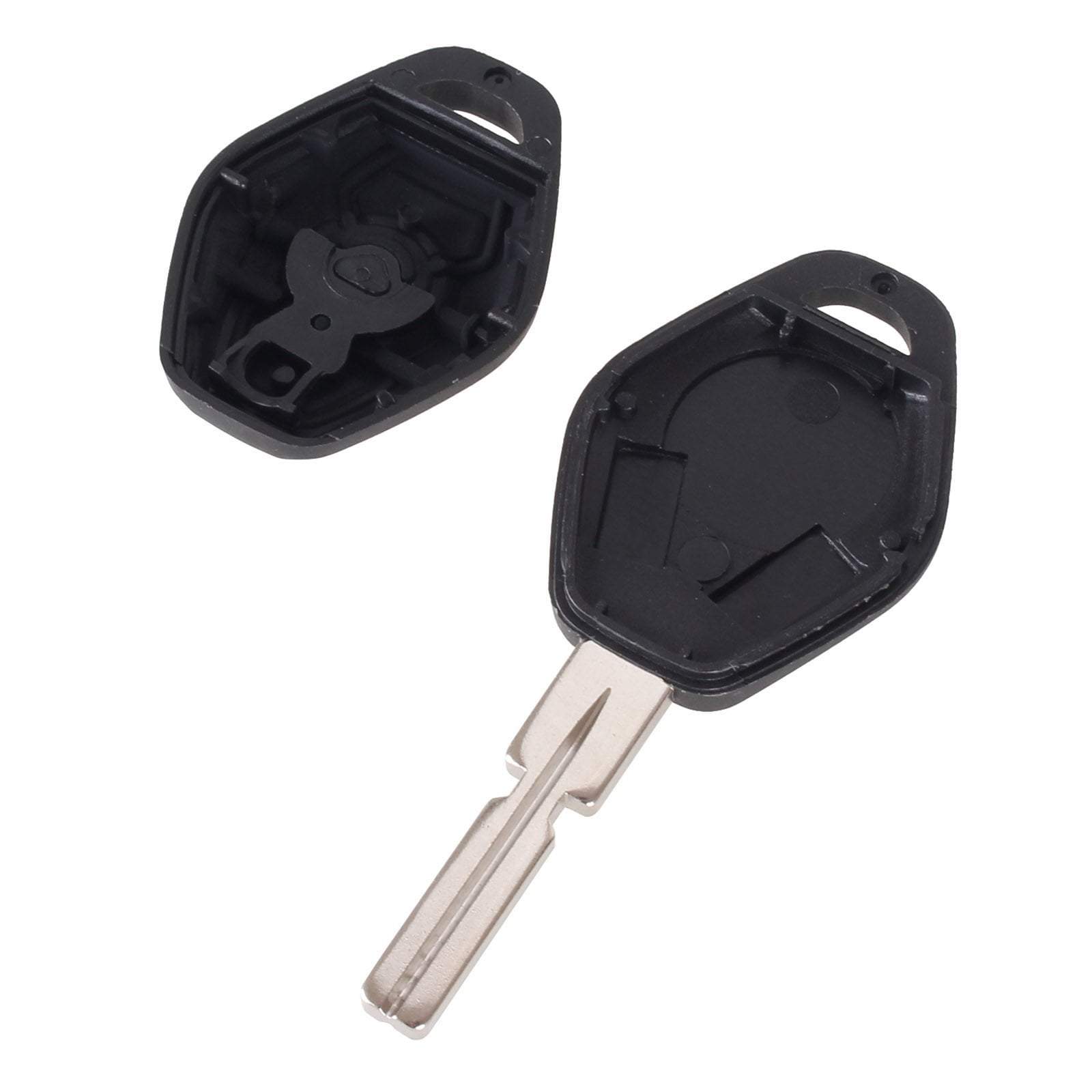 Fekete színű, 3 gombos BMW kulcs belseje. Nyers kulcsszárral.