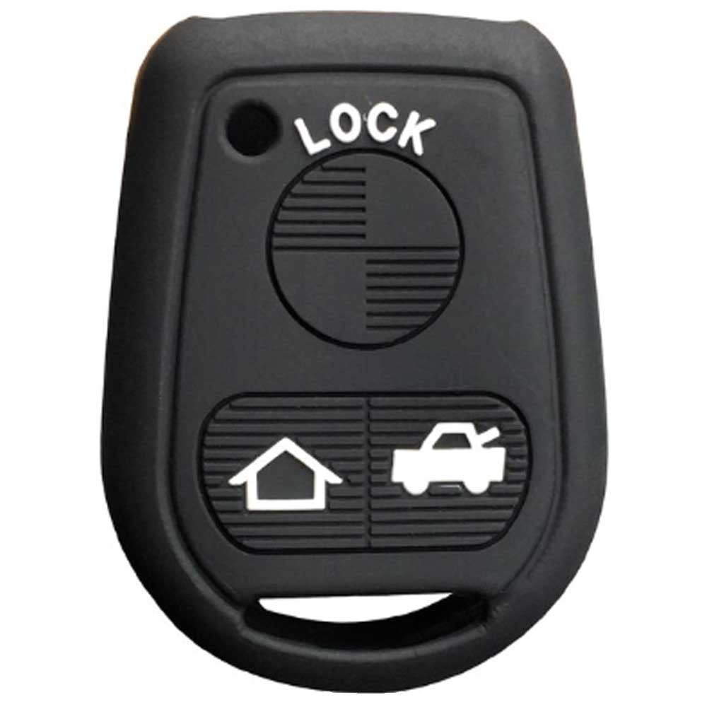 BMW 3 gombos kulcs szilikontok fekete színben, fehér gombokkal