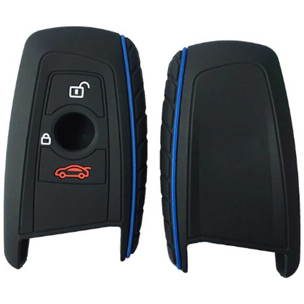 BMW 3 gombos szilikontok fekete színben, kék díszcsíkkal