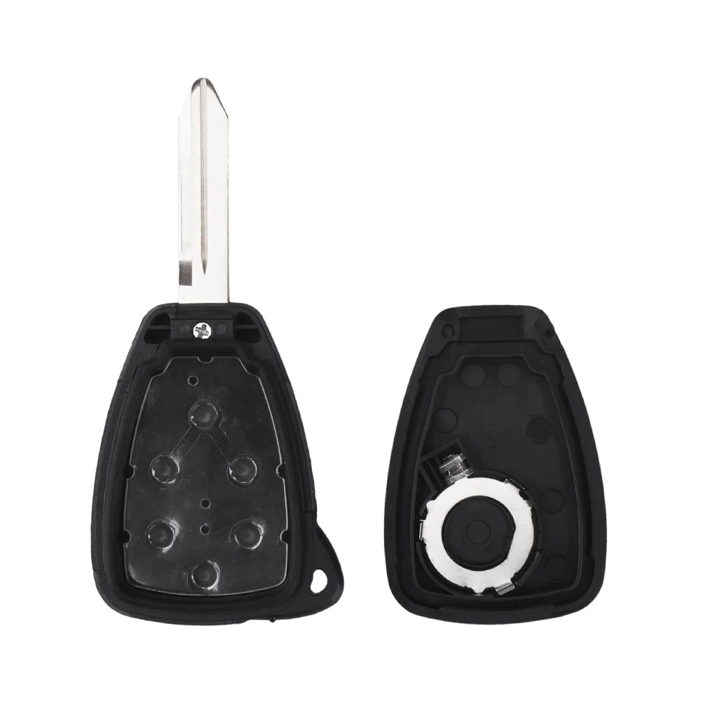 4 gombos, fekete színű Chrysler kulcs, kulcsház belseje. Nyers kulcsszárral.