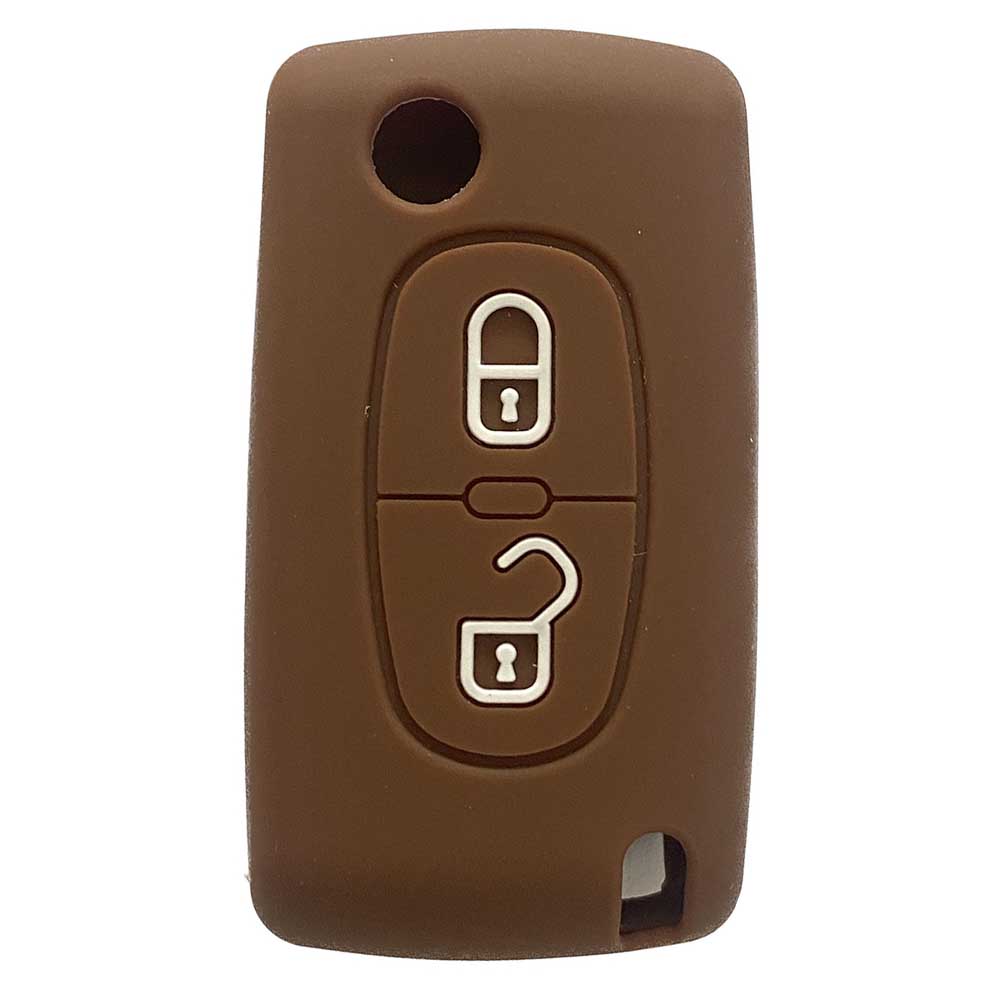 Citroen 2 gombos szilikon tok, barna színben.