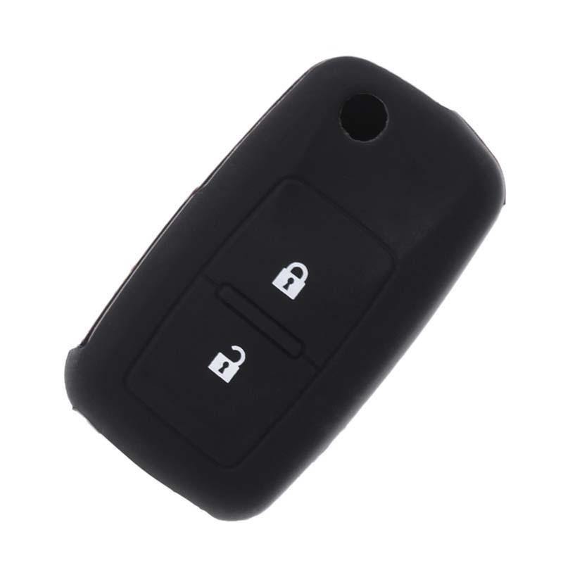 Fekete színű, 2 gombos Skoda bicskakulcs szilikon tok.