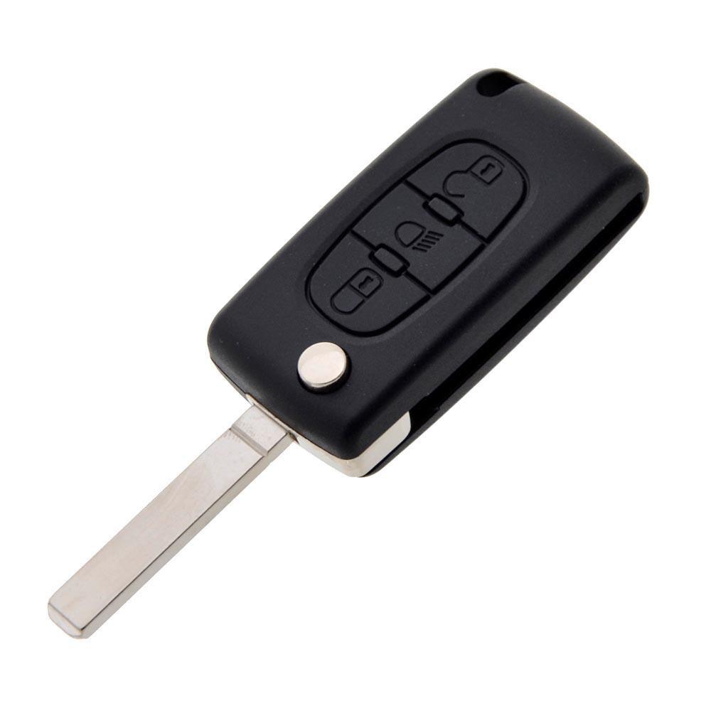Fekete színű, 3 gombos Citroen kulcs, bicskakulcs.