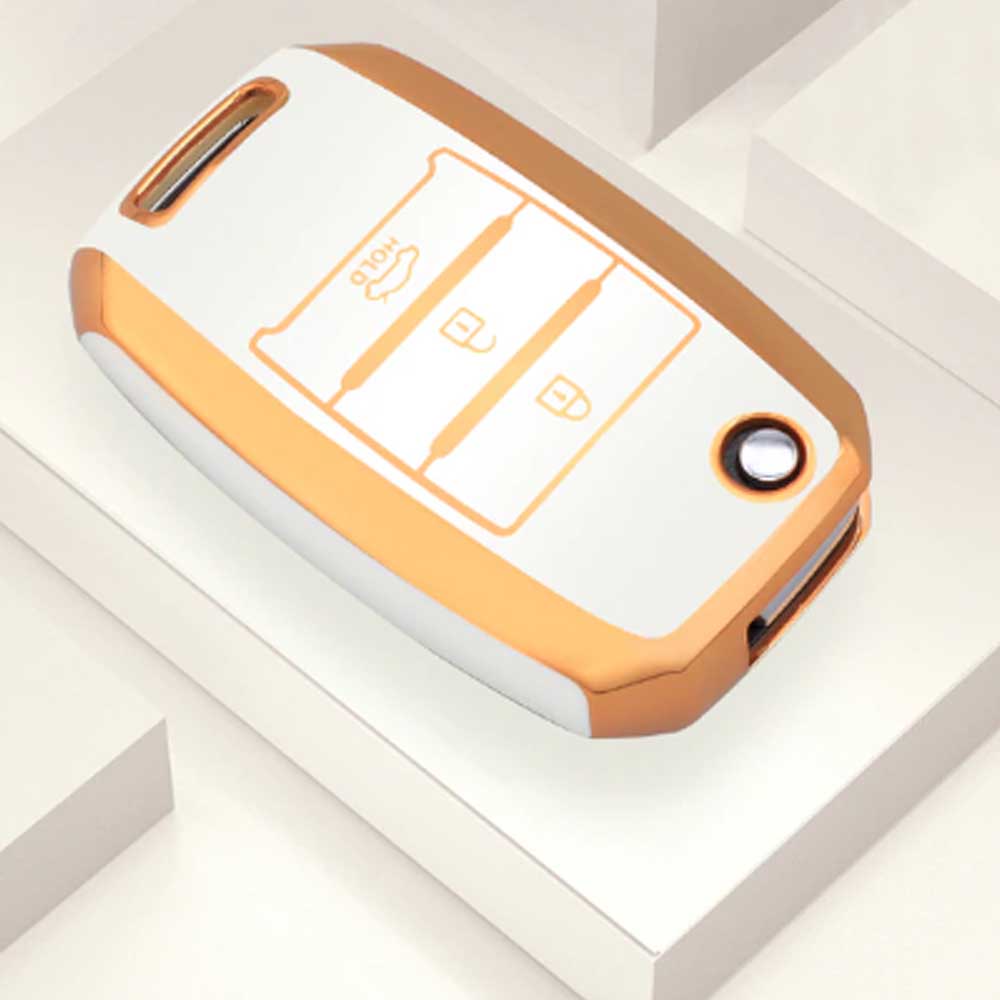 Kia 3 gombos TPU kulcs tok fehér színben