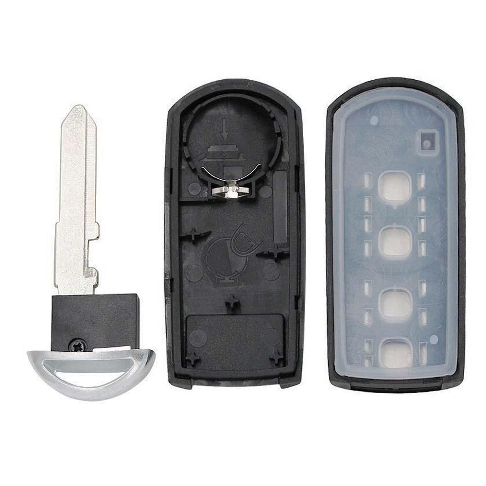 Fekete színű, 2 gombos Mazda kulcsház belseje. Nyers kulcsszárral.