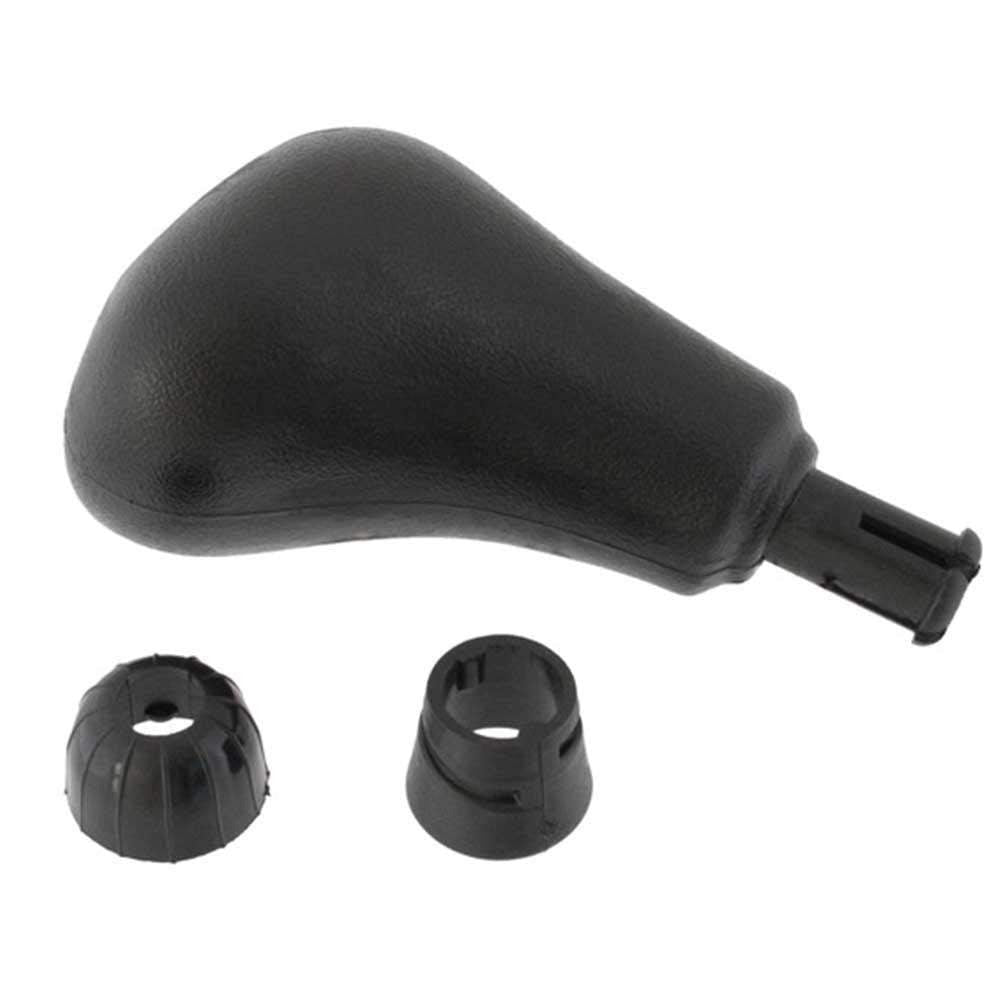 Fekete színű, 5 sebességes Mercedes váltógomb. 