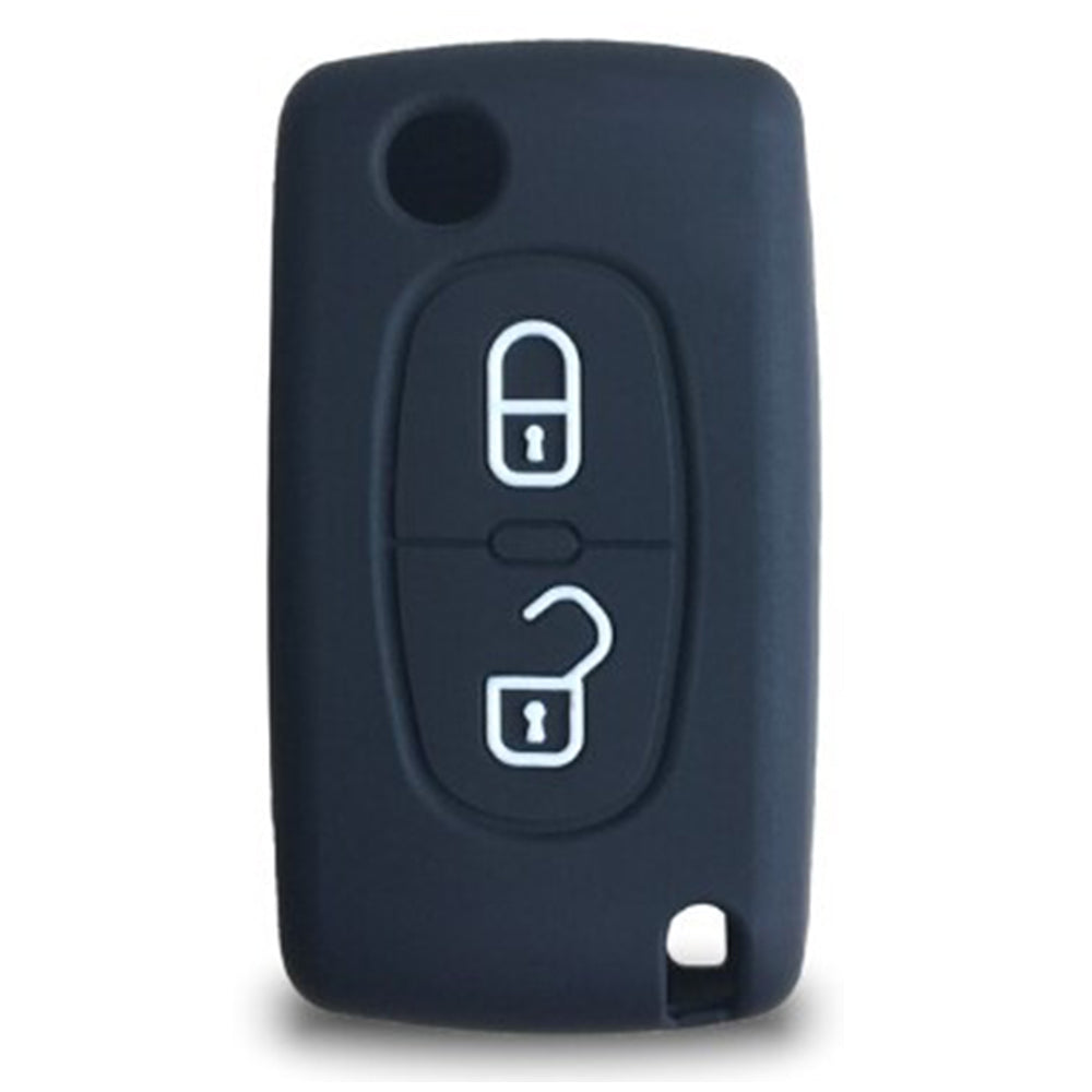 Peugeot 2 gombos szilikon tok, fekete színben.