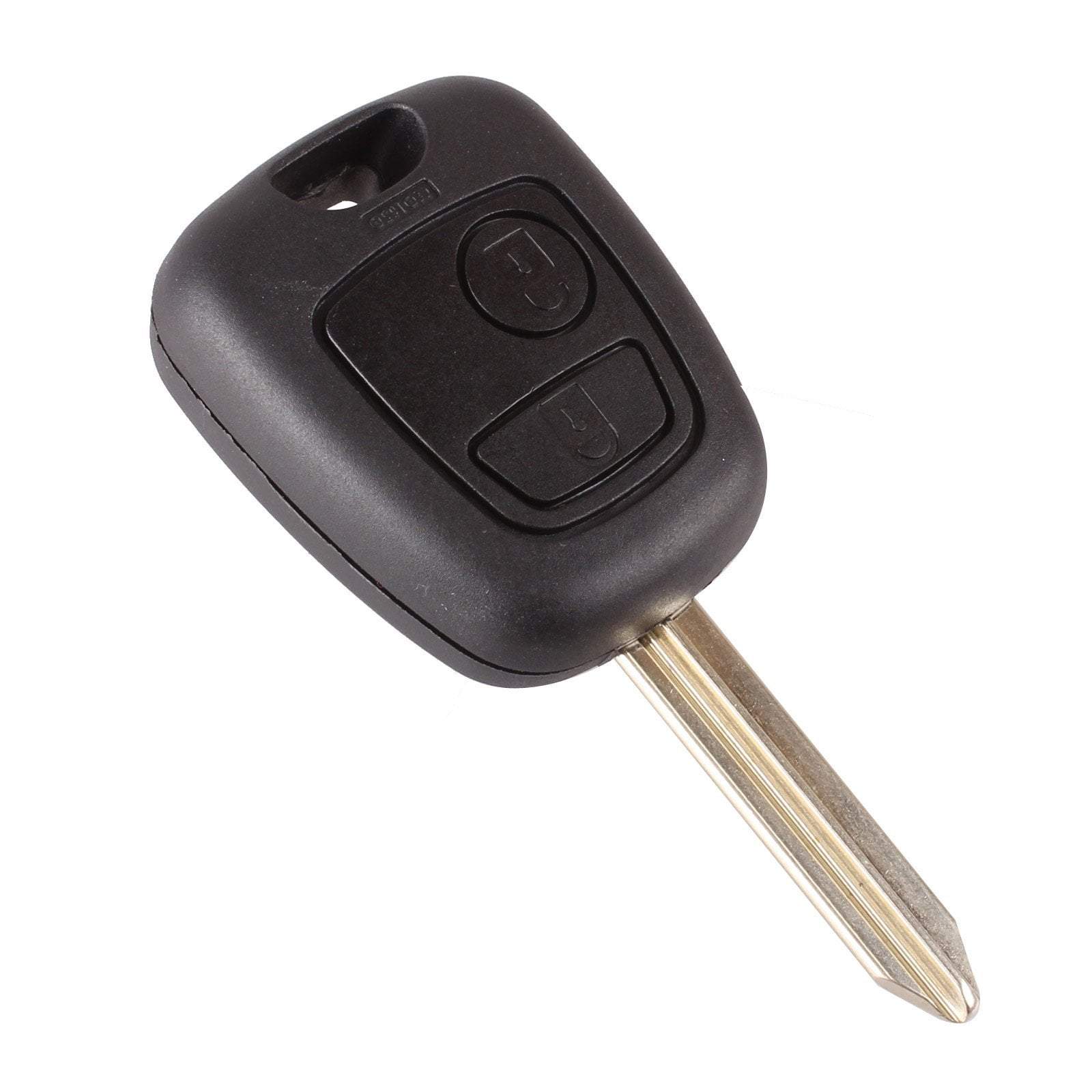 Fekete színű, 2 gombos Peugeot kulcs, kulcsház SX9 kulcsszárral.
