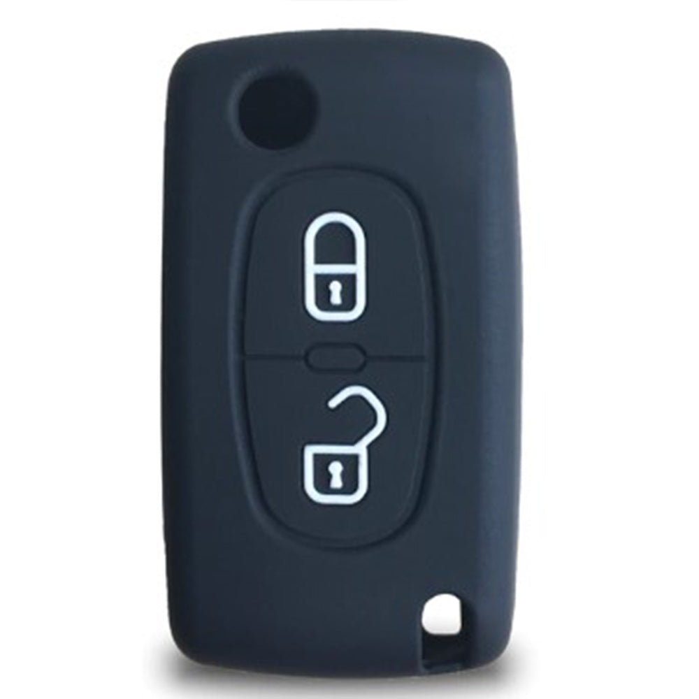 Peugeot 2 gombos szilikon tok, fekete színben.