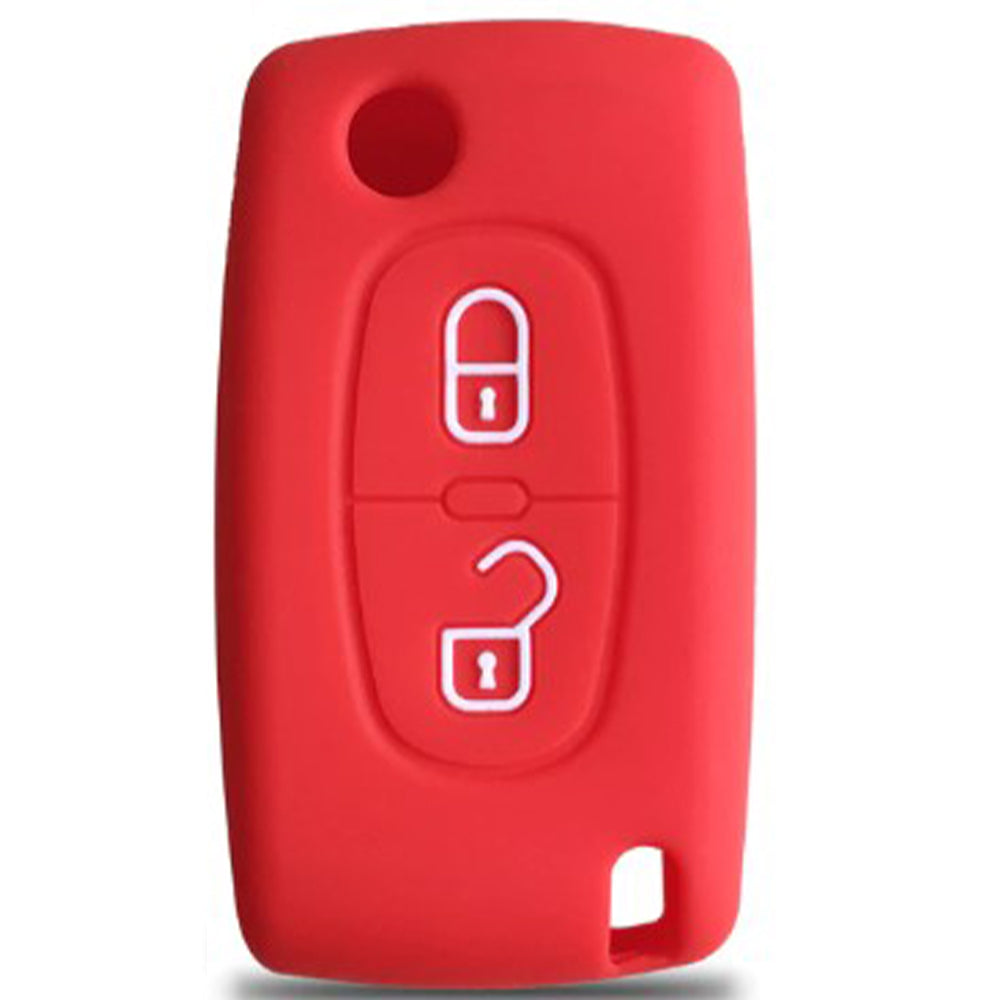 Peugeot 2 gombos szilikon tok, pink színben.