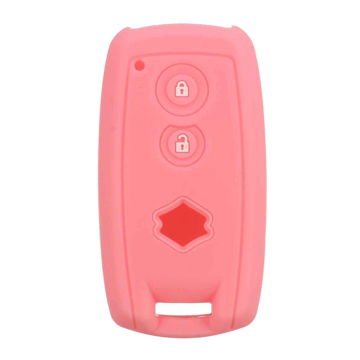Rózsaszín, 2 gombos Suzuki kulcs szilikon tok.