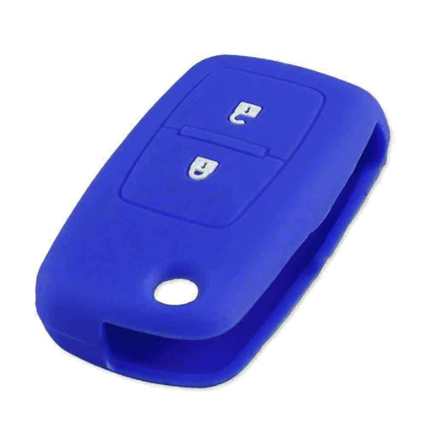 Kék színű, 2 gombos Skoda bicskakulcs szilikon tok.