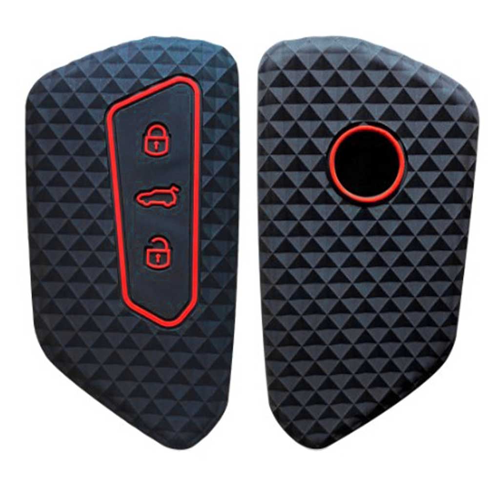 Fekete színű, 3 gombos Skoda kulcs szilikon tok.