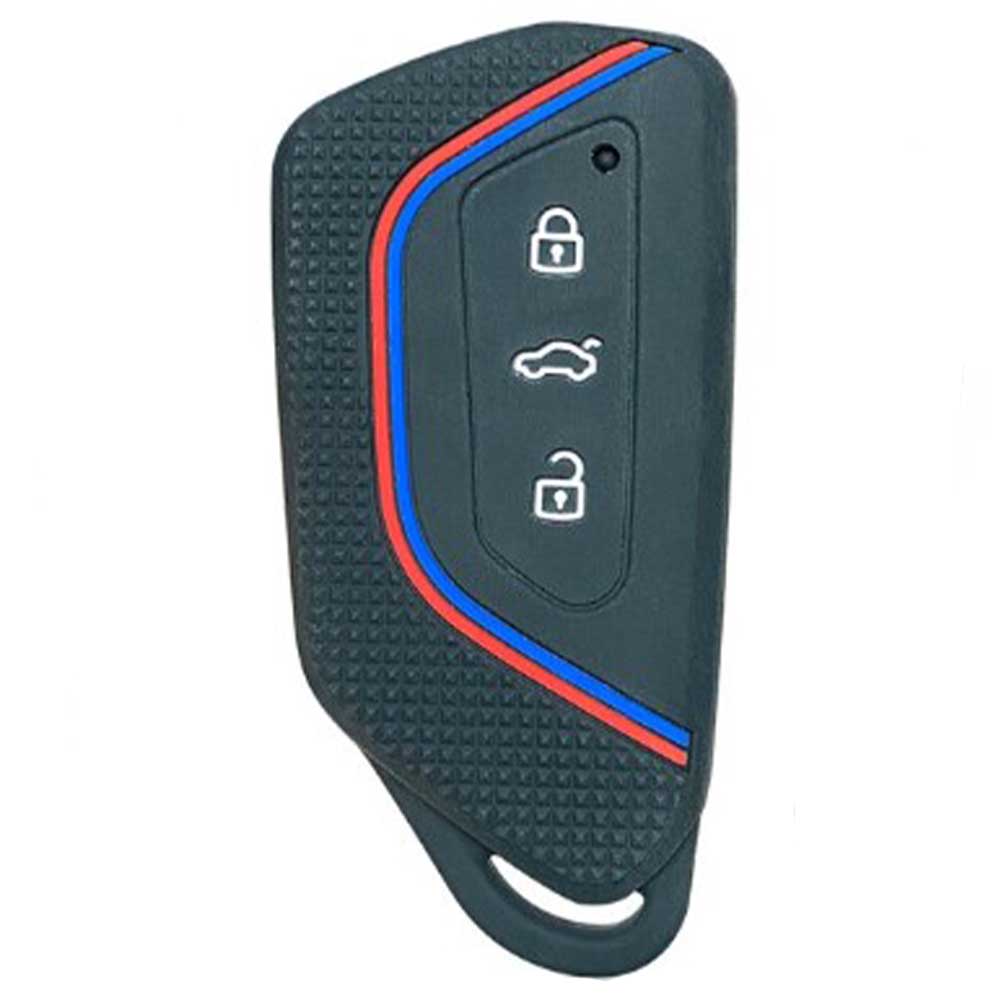 Fekete színű, 3 gombos Skoda kulcs szilikon tok.