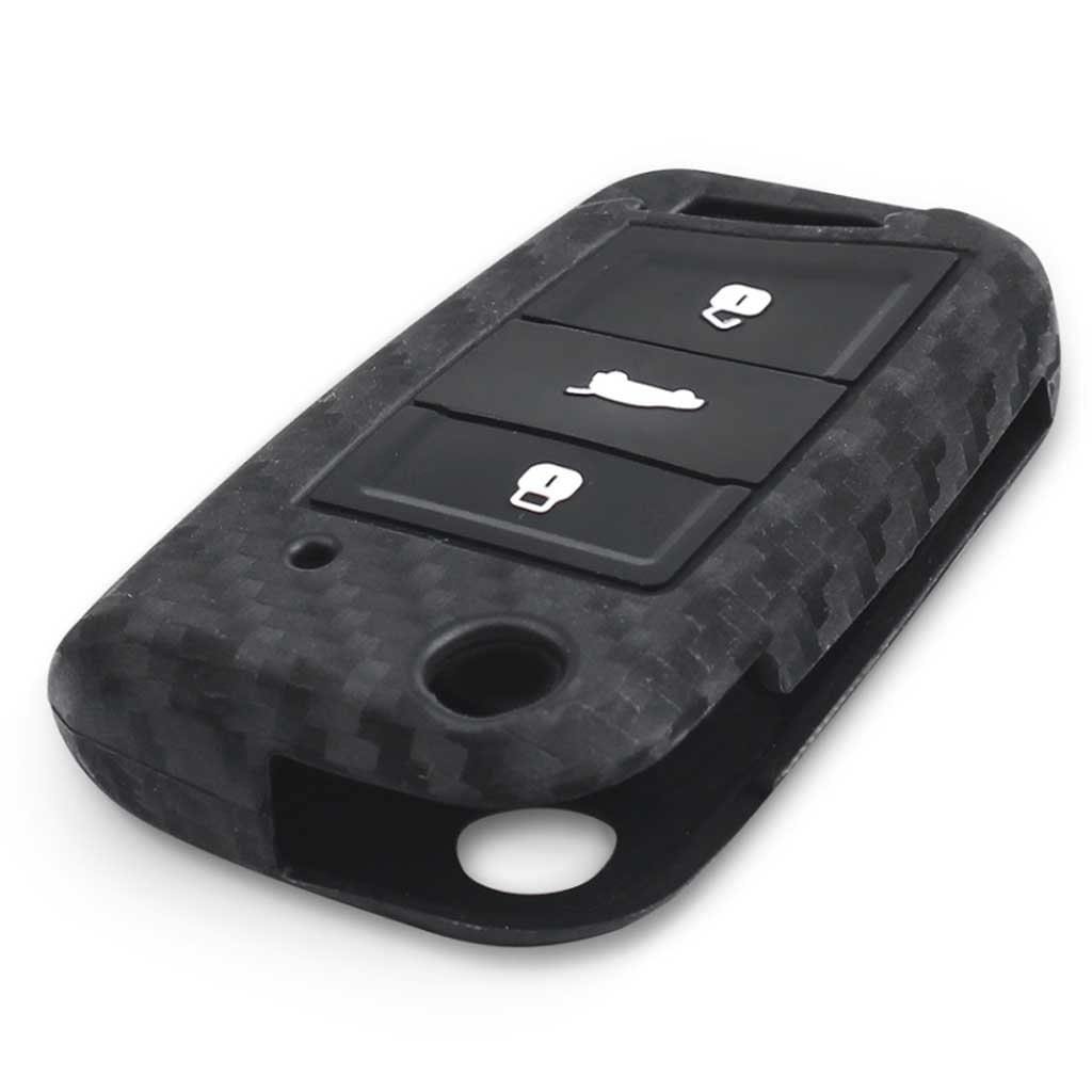 Carbon mintás, 3 gombos Skoda kulcs szilikon tok.