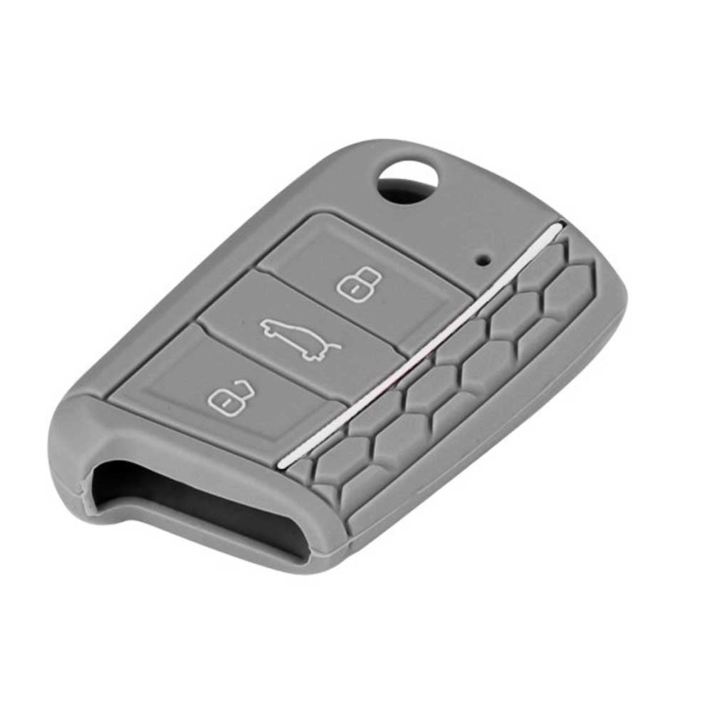 Skoda 3 gombos szilikon tok szürke színben