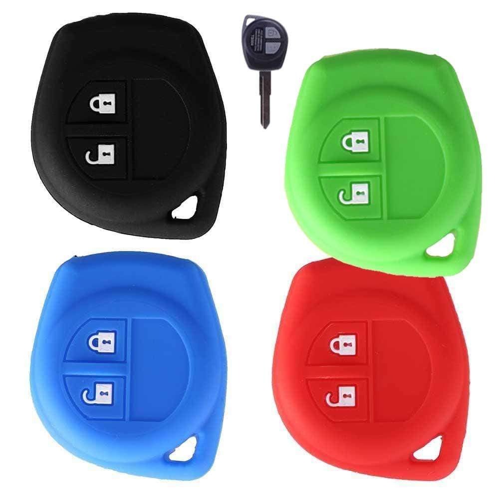 Fekete, zöld, kék és piros színmű, 2 gombos Suzuki kulcs szilikon tokok.