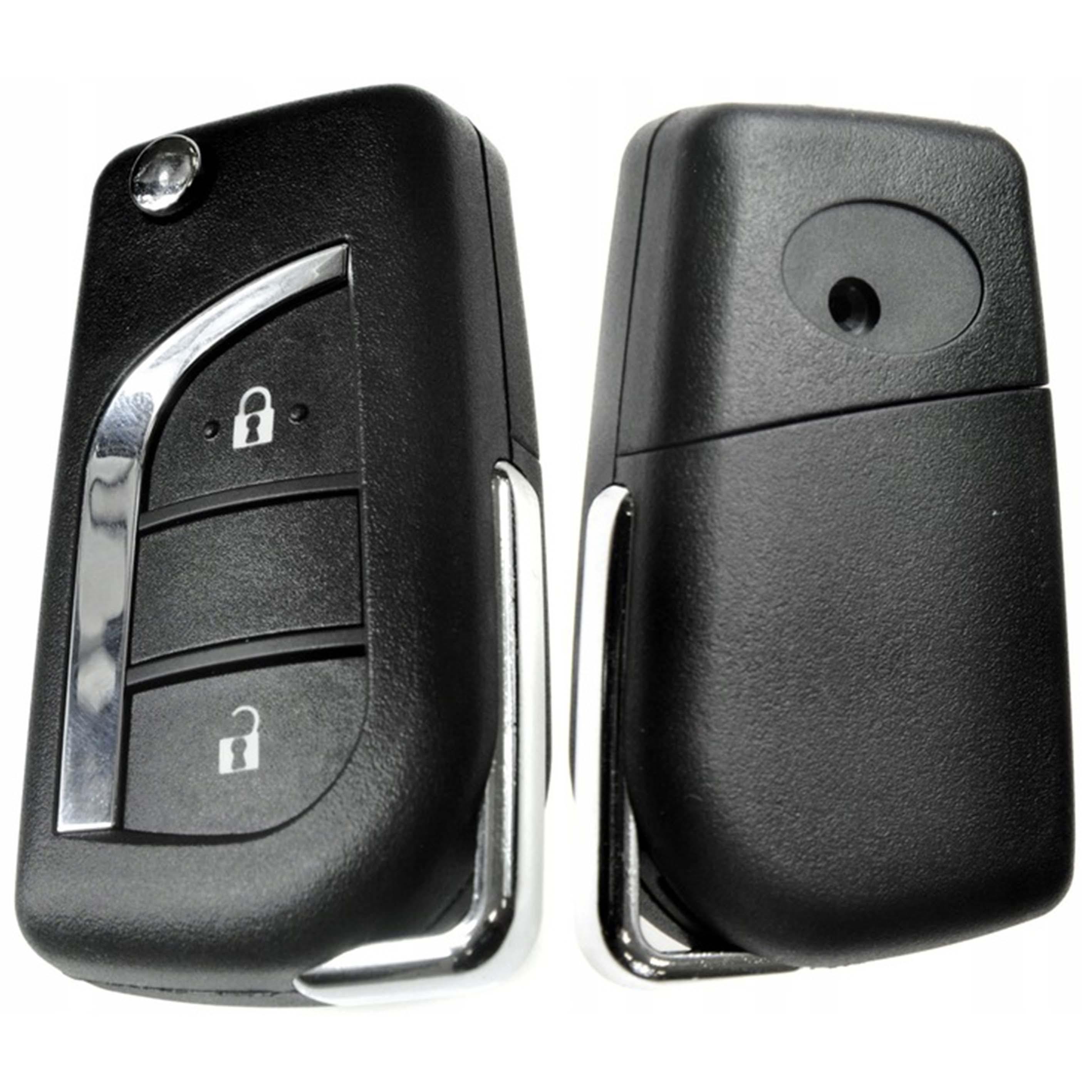 Fekete színű, 2 gombos Toyota kulcs, kulcsház.