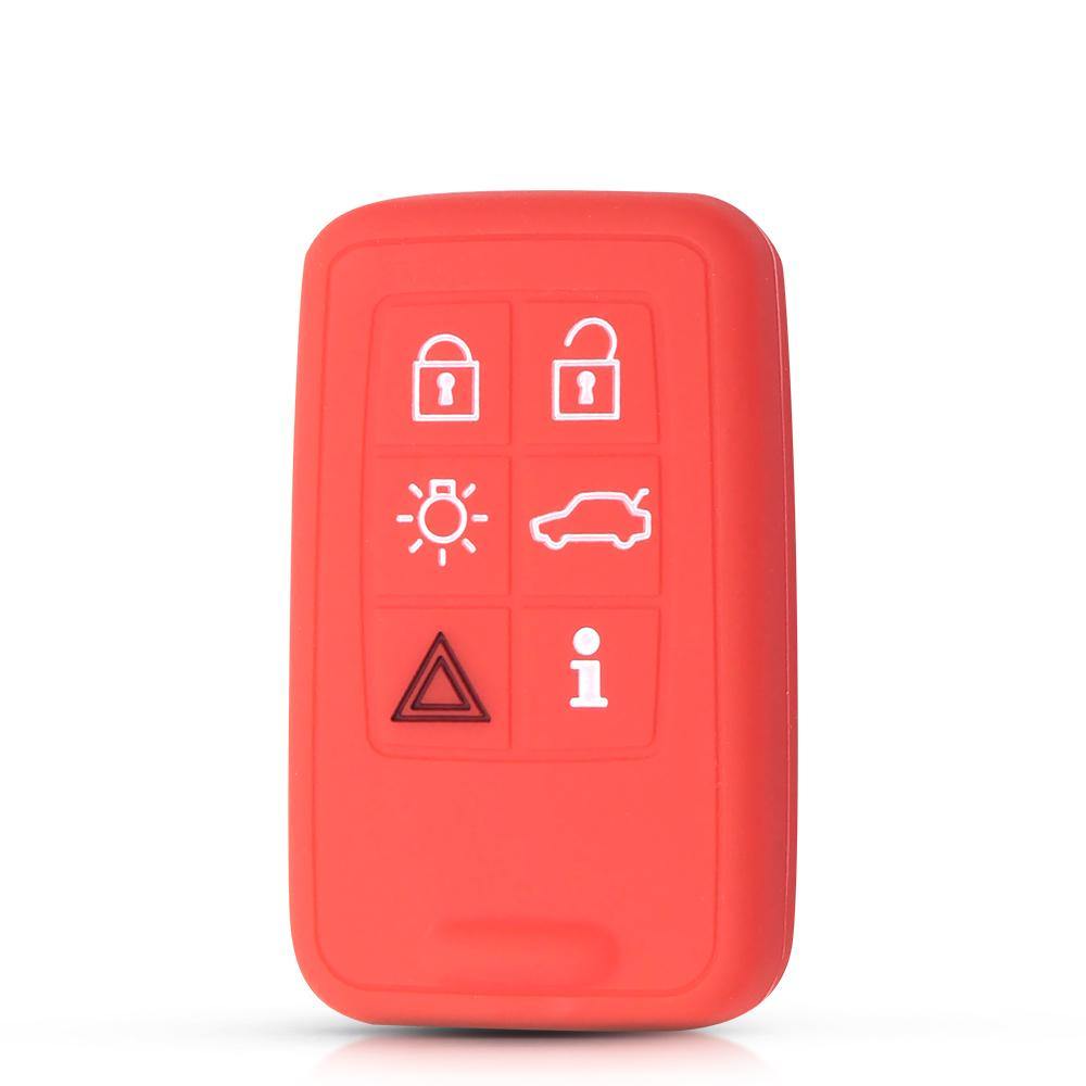 Piros színű, 6 gombos Volvo kulcs szilikon tok.