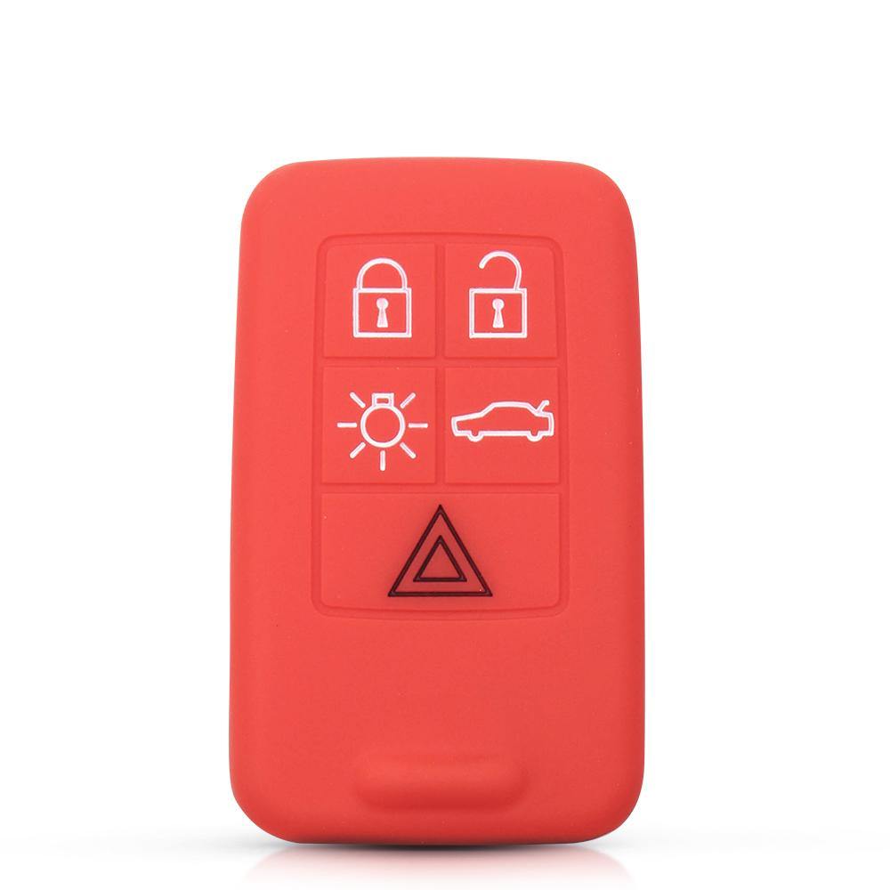 Piros színű, 5 gombos Volvo kulcs szilikon tok.